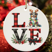 Love Australian Shepherd Dog Light Reindeer Antler Christmas Ornament Gift Decor - £12.70 GBP