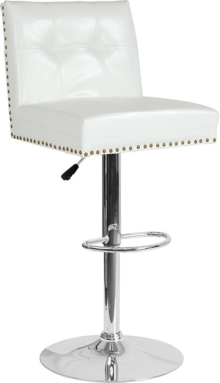 White Leather Barstool DS-8411-WH-GG
