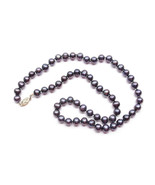 Fiery Ideal Cut FIC Dark Purple Cultured Pearl 18&quot; Necklace 14K Gold Fil... - $150.00