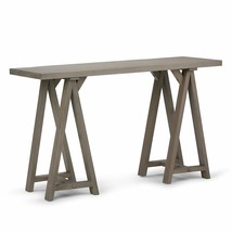 Console Table Sofa Accent Modern Tables Entryway Sawhorse Solid Wood 50-In. Grey - £231.11 GBP