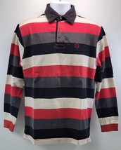 D) Vintage Bennet Classic Rugby Men Long Sleeve Striped Polo Shirt Medium - €17,02 EUR