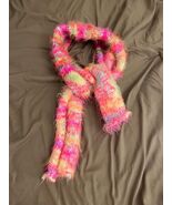 Fuzzy Handknit Rainbow Mottled Scarf - $24.75