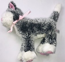 Sugar Loaf Creations Cat Kitten Dog 14” Plush Gray White With Pink Bow - £16.39 GBP