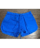 J Crew Elastic Drawstring Linen Blend Shorts Pockets Blue Woman&#39;s Size S - $19.80