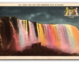 Horsesshoe Falls Illuminated Niagara Falls New York NY Linen  Postcard I21 - $1.93