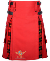 Men&#39;s Scottish Wallace Utility KILT Red Cotton with Wallace Tartan hybrid Plaid - $59.00