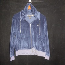 XL NORTON STUDIO Blue Navy Velour Track Jacket Sweatshirt Hoodie - £19.35 GBP