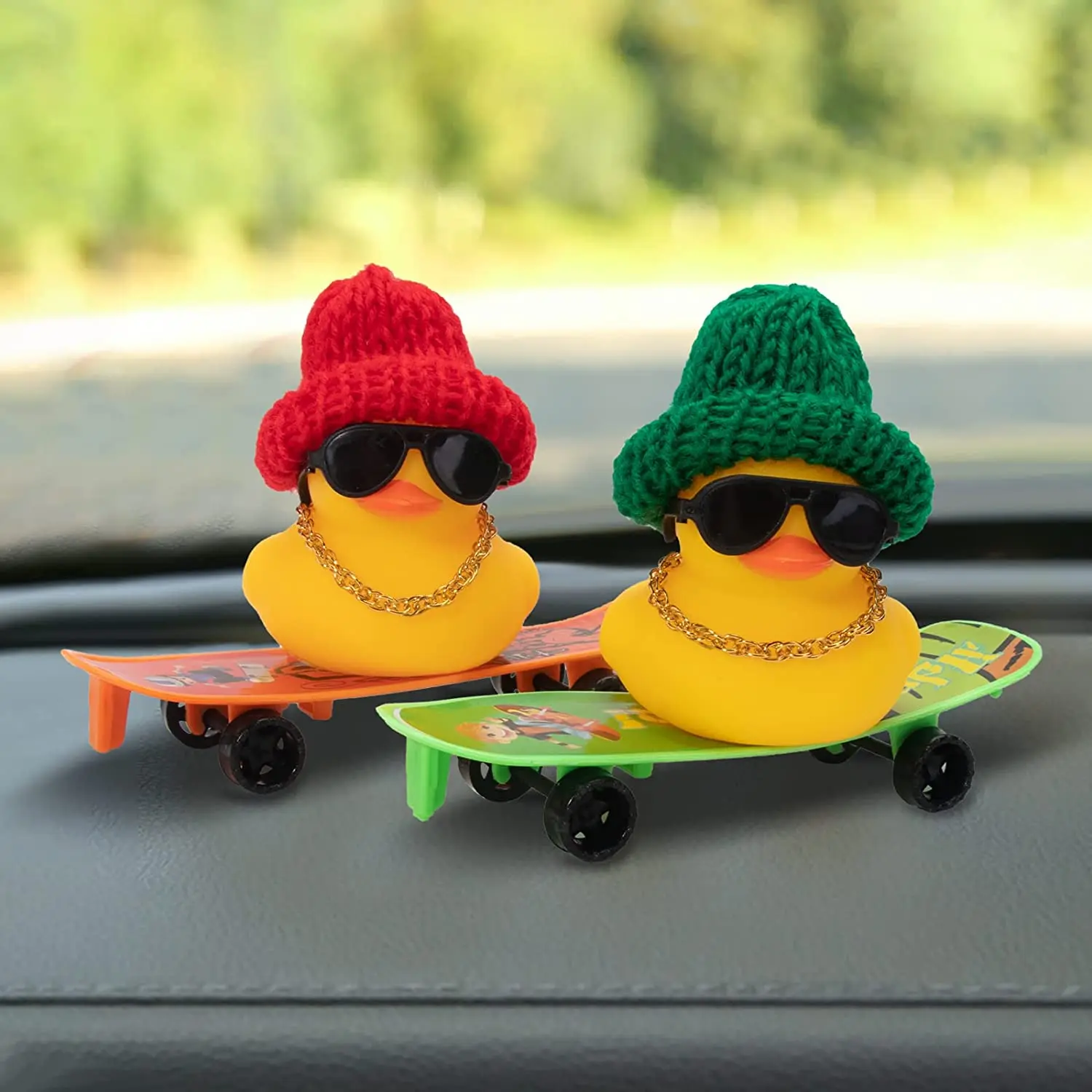 Er ducks rubber duck car decoration dashboard car ornament with mini chair hat necklace thumb200
