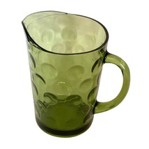 Green Glass Pitcher Vintage 1960&#39;s Hazel Atlas Eldorado Dot Pattern 8&quot; x 6&quot; - £22.77 GBP