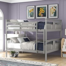 Full Over Full Bunk Bed with Ladder - Gray - £436.80 GBP