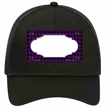 Purple Black Houndstooth Scallop Center Novelty Black Mesh License Plate Hat - £23.24 GBP