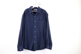 Vintage 90s Streetwear Mens Large Blank Fleece Collared Button Shirt Jac... - £46.40 GBP
