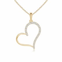 ANGARA Diamond Tilted Heart Dangle Pendant Necklace in 14K Gold (GVS2, 0.11 Ctw) - £572.54 GBP