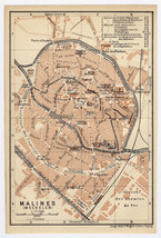 1910 Antique City Map Of Mechelen Malines / Flanders / Belgium - £15.08 GBP