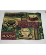 (1) Vintage Woven Place Mat COFFEE Themed Tapestry Caffe Latte Mocha Cap... - €11,68 EUR
