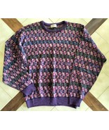 Men&#39;s Vintage TRICOTS ST. RAPHAEL Multi-Color Geometric Crewneck Sweater... - $40.07 CAD