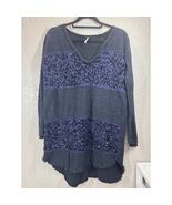 Free People Sweater Womens Blue Black Sequins Pullover V Neck Tunic Boho... - $450.93 MXN