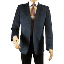 Men's Velvet Sports Coat Grammy Amy Award By BASSIRI , LEONARDI J1042 Navy Blue image 2