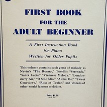 1935 Piano First Book Adult Beginner John Williams Antique Instruction - £24.45 GBP
