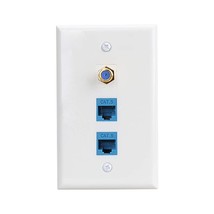 2 Ethernet And 1 Coax Wall Plate,2 Port Cat6 Keystone Female To Female, 1 Port F - £11.18 GBP