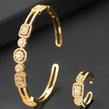 Luxury Stackable Bangle Ring Set For Women Full Micro Baguette Cubic Zircon Part - £37.35 GBP