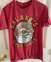 Star Wars Shirt Men's Size S Galaxy's Greetings Yoda Christmas Red - $14.99