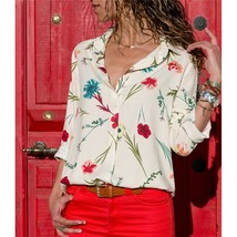 Women Blouses Chic  Print Office Shirt Fashion Long Sleeve Chiffon Blouse Casual - £39.40 GBP