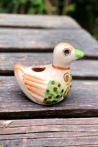 Vintage Tonala Mexican Folk Art Figural Duck Vase Walt Disney Co Sticker Signed - £11.21 GBP