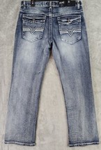 True Luck Jeans Mens 36 x 32 Blue Denim Embroidered Western Bootcut Pants - £32.50 GBP