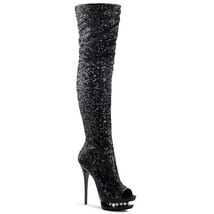 Pleaser BLONDIE-R-3011 Women&#39;s 6&quot; Heel Dual Platform Open Toe Thigh Boots - $113.95