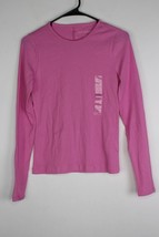 Women&#39;s Free Assembly Long Sleeve Rib Crew Neck Shirt Top Pink Sz M NWT - £9.53 GBP