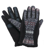 ISOTONER Black Gray Print Matrix Fleece Nylon smarTouch THERMAflex Glove... - $34.16 CAD