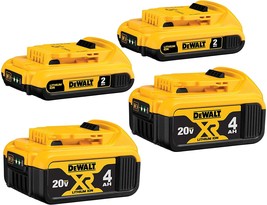 DEWALT 20V MAX Battery, Lithium Ion, 4-Ah &amp; 2-Ah, 4-Pack (DCB3244) - £194.79 GBP