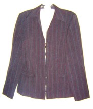 Studio C Gray Pinstripe Blazer Business Suit Jacket Zip Up Front Jacket ... - £17.68 GBP