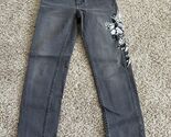 Zara Girls Floral Embroidery Gray Skinny Size 10 Denim - $14.99