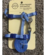 Bond &amp; Co Kitten Matching Harness and Lead Set One Size Searsucker Blue - £11.68 GBP