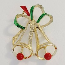 Gerry&#39;s Signed Statement Pin Brooch Enamel Christmas Holiday Bells Vintage BinF - £9.56 GBP