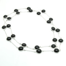 Black Spinel Faceted Handmade Gemstone Fashion Gift Necklace Jewelry 36&quot; SA 6052 - £6.31 GBP