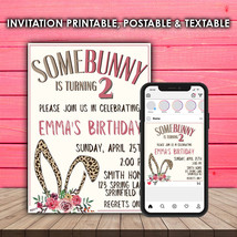 Bunny Invitation &amp; Social Media Template - Birthday Party - Editable in ... - $11.99