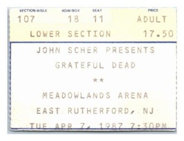 Grateful Dead Concert Ticket Stub April 7 1987 Meadowlands New Jersey - £27.14 GBP