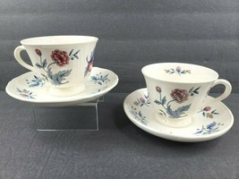 2 Wedgwood Williamsburg Potpourri Cups Saucers Set Vintage Queens Ware England  - £36.77 GBP