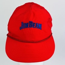Jim Beam 1990s Red Rope Front Snapback Hat Vintage Embroidered Trucker Cap - $9.74