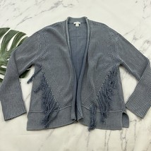 Sundance Open Front Cardigan Sweater Size S Light Blue Fringe Trim Chunky - $31.67