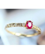 Mom Gift Ruby 9k Yellow Gold Valentine Proposal Ceremony Ring Gift For W... - £602.77 GBP