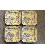 Set of 4 222 FIFTH Adelaide Yellow Bird Dinner Plates  fine China porcel... - $67.22 CAD