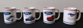 FORD MUSTANG Porcelain Coffee Mugs Muscle Cars Ford Logo Set of 4 Differ... - $28.01