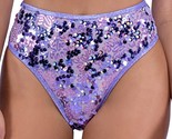 Sequin Shorts High Waisted Shimmer Trim Bikini Cheeky Lavender Purple Ra... - $40.49