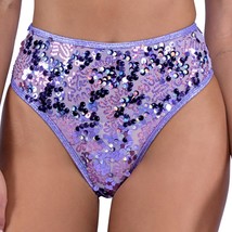 Sequin Shorts High Waisted Shimmer Trim Bikini Cheeky Lavender Purple Rave 6427 - £31.92 GBP