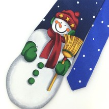 ADDICTION BLUE Red Grn SNOW MAN Broom Dots Christmas Men Necktie Tie XO-... - £14.18 GBP