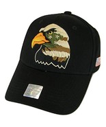 Patriotic Eagle USA Flag Side Panel Cotton Adjustable Baseball Cap (Black) - $20.44 CAD